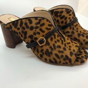 Brand New LOUISE ET CIE LO- KIMBA MULES. Leopard Calf Hair 8 M